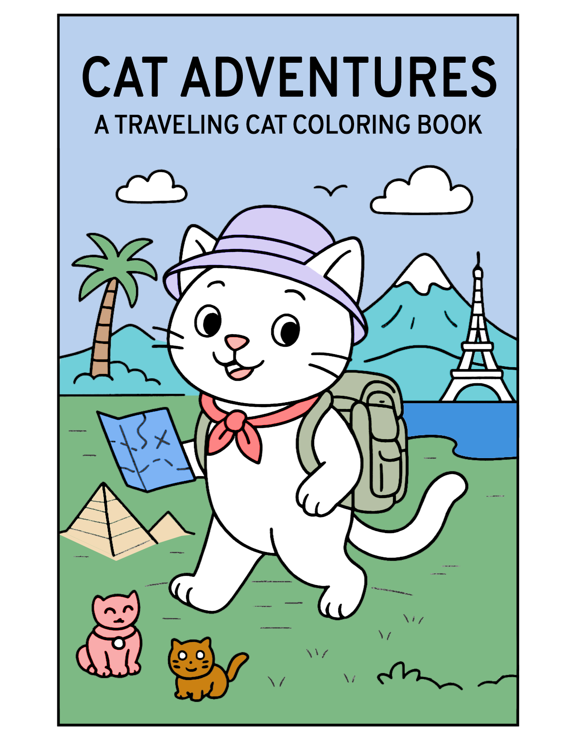 Cover Cat Adventures Travel Coloring Book Cover