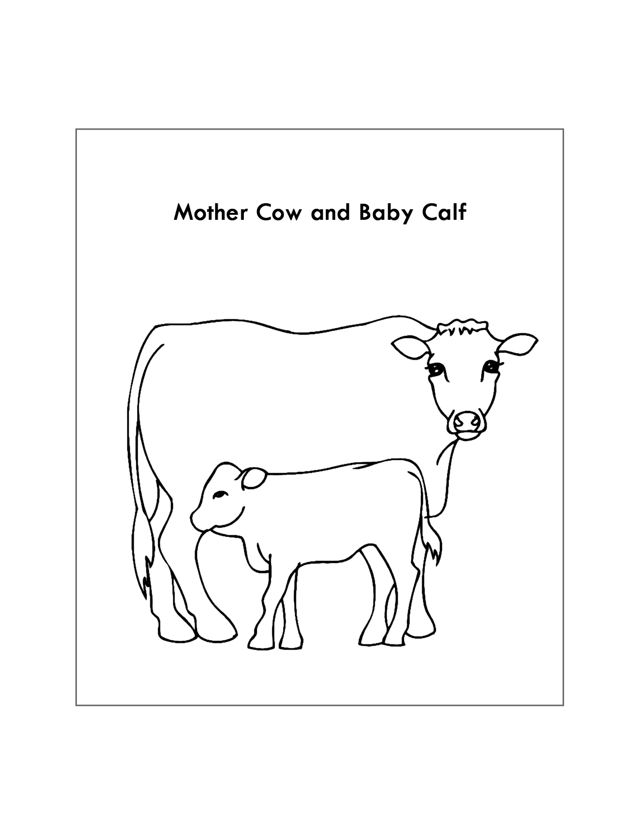 Cow And Calf Coloring Sheet