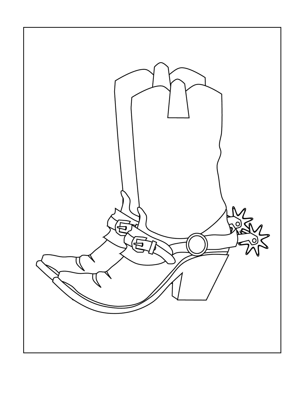 Cowboy Boots With Spurs Coloring Page
