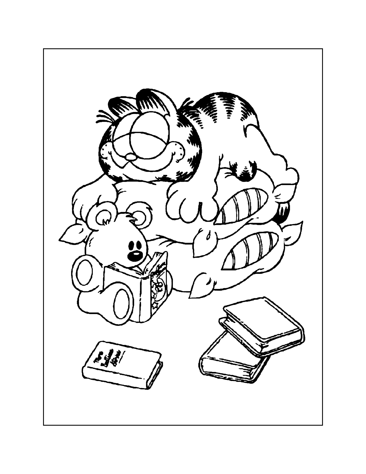 Cozy Garfield And Pooky Coloring Page