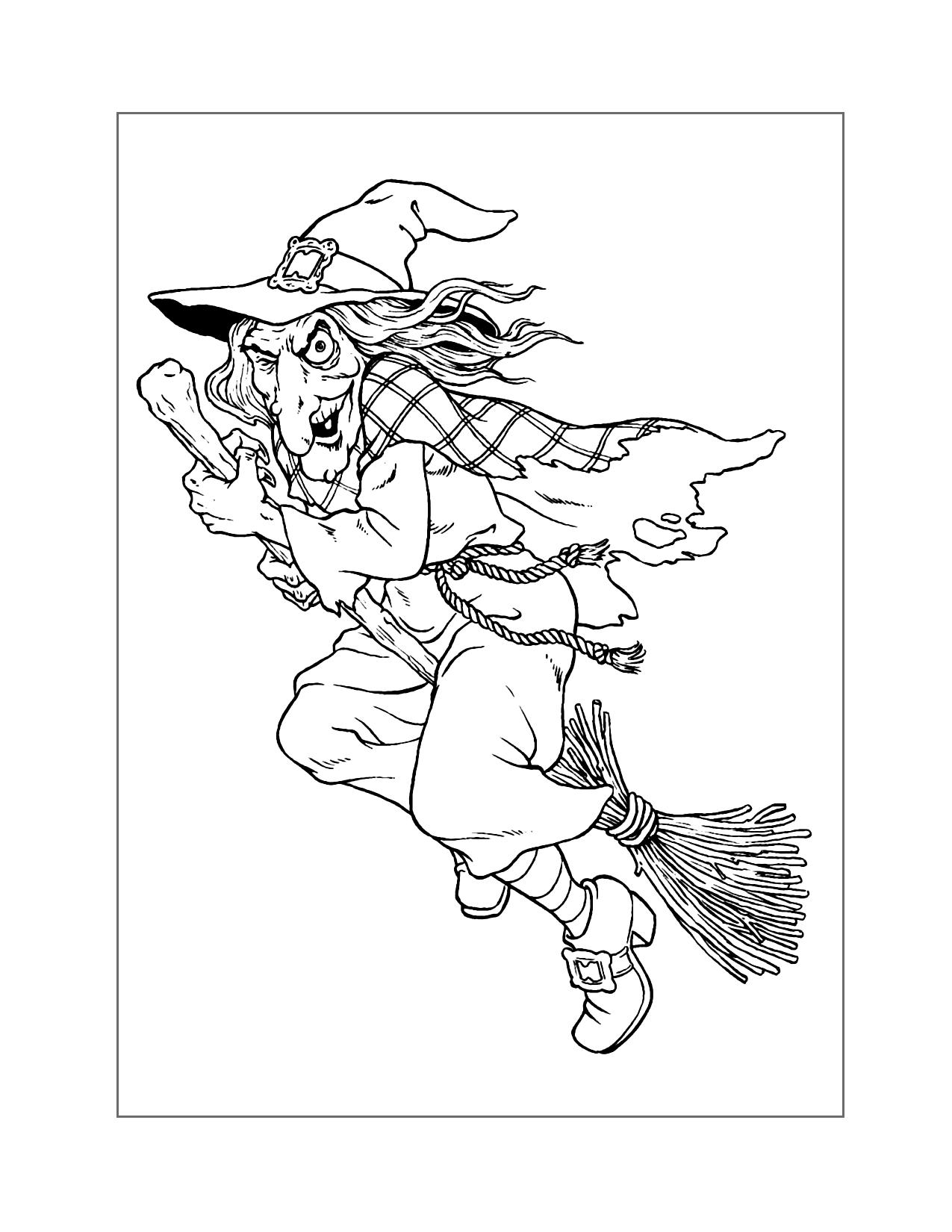 Crazy Creepy Halloween Witch Coloring Page