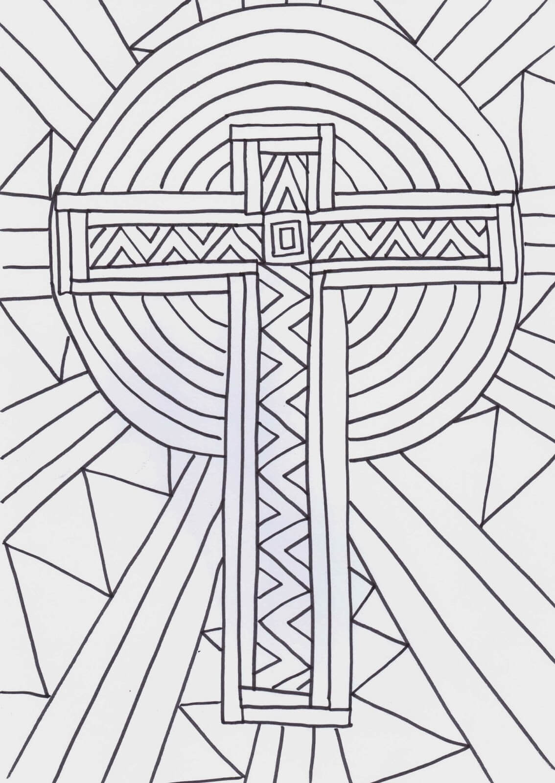Cross Line Drawing For Coloring