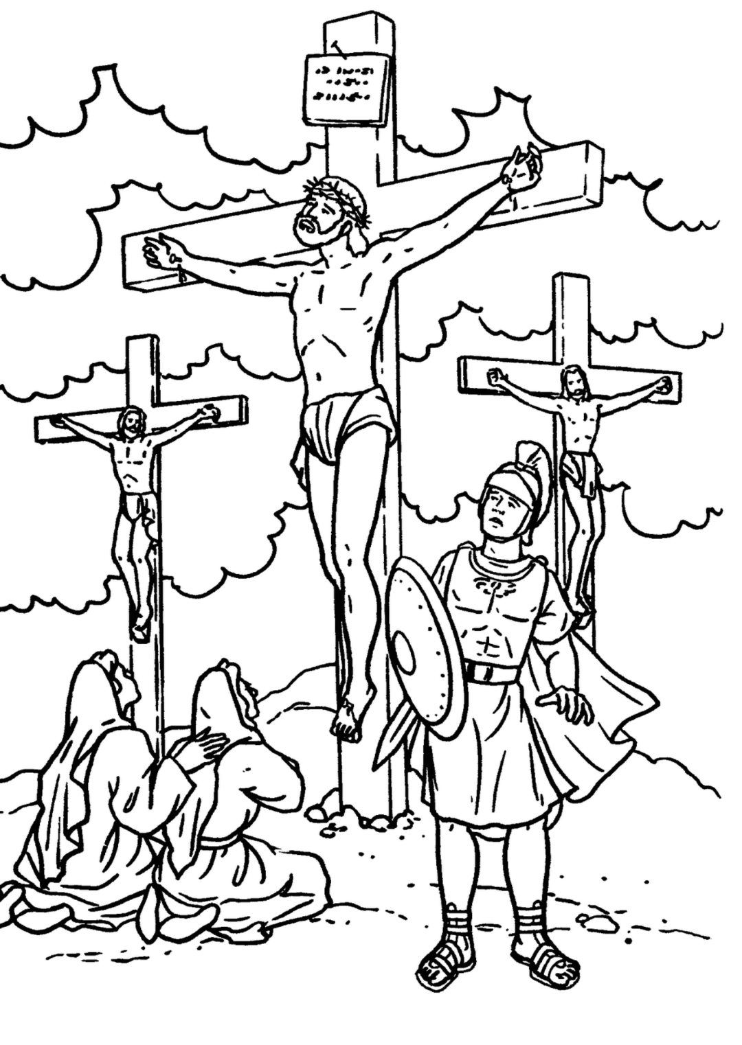 Crucifixion Cross Coloring Page