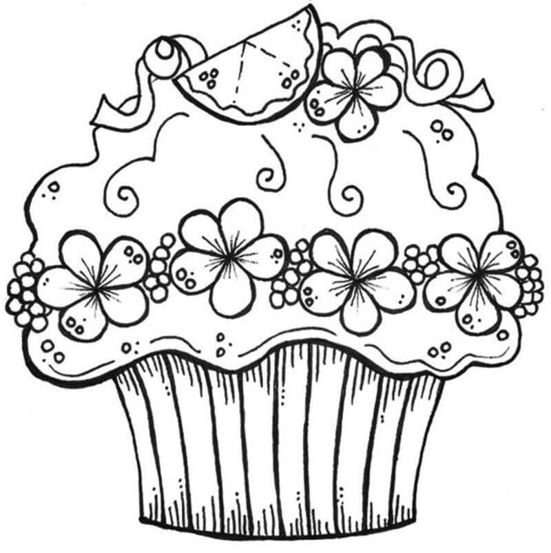 Cupcake Coloring Pages for Adults