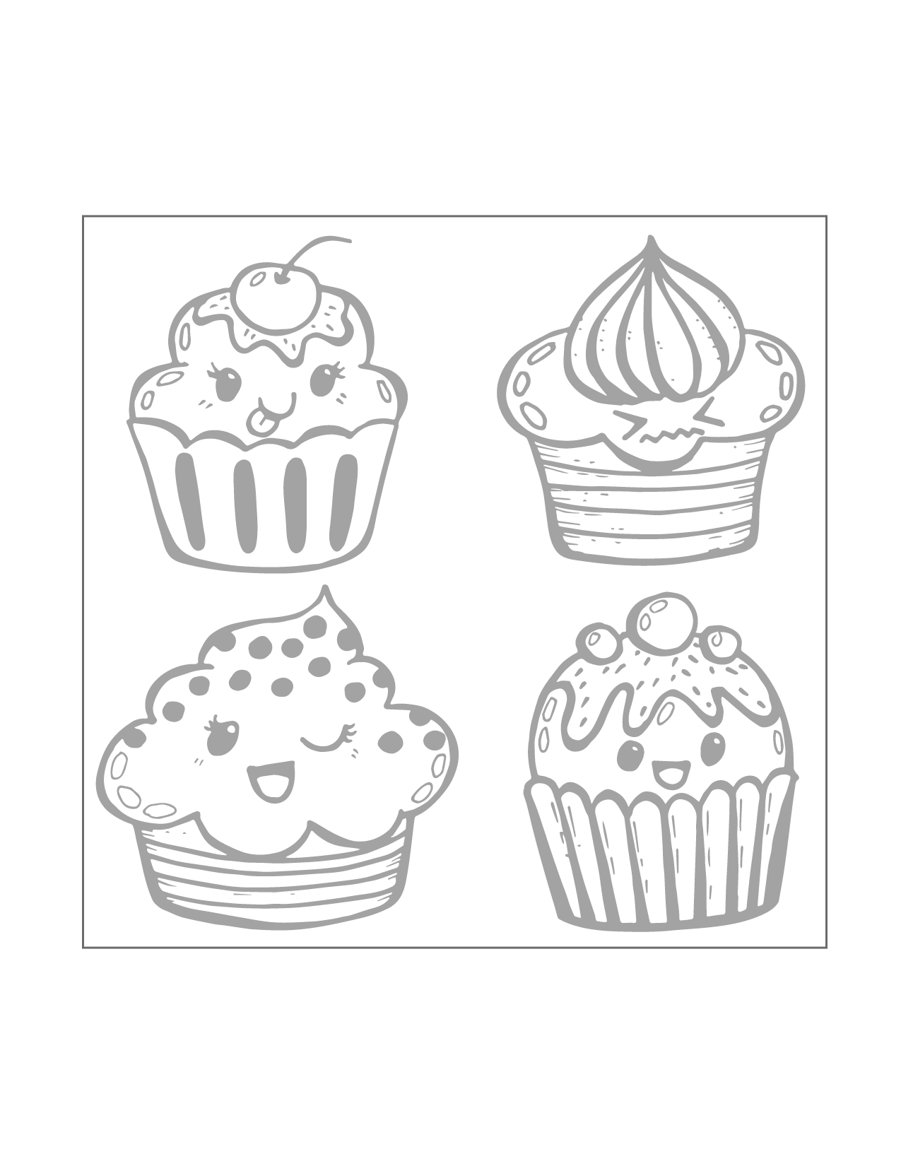 Cupcake Faces Traceable Sheet