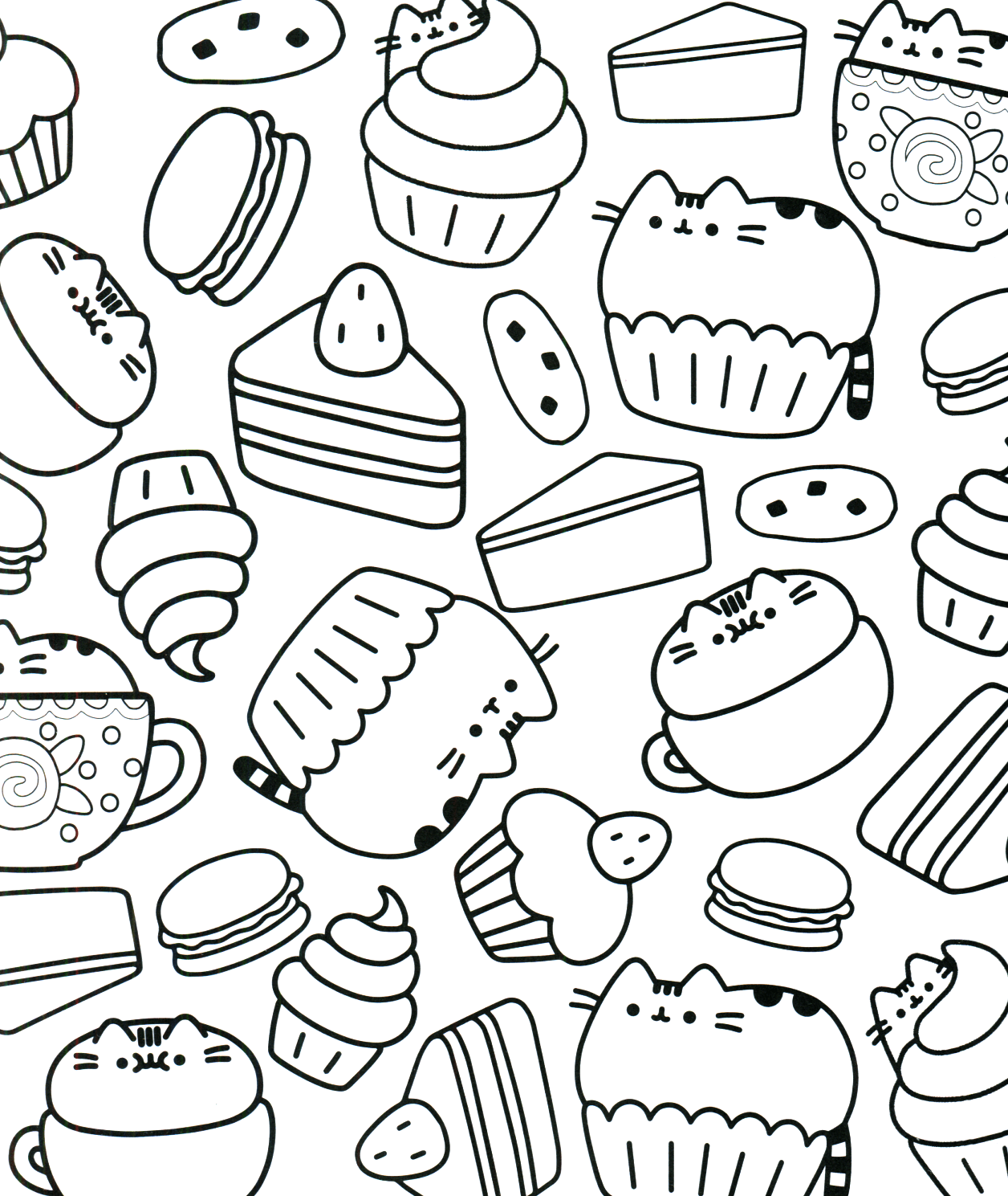 Cupcake Pusheen Coloring Page