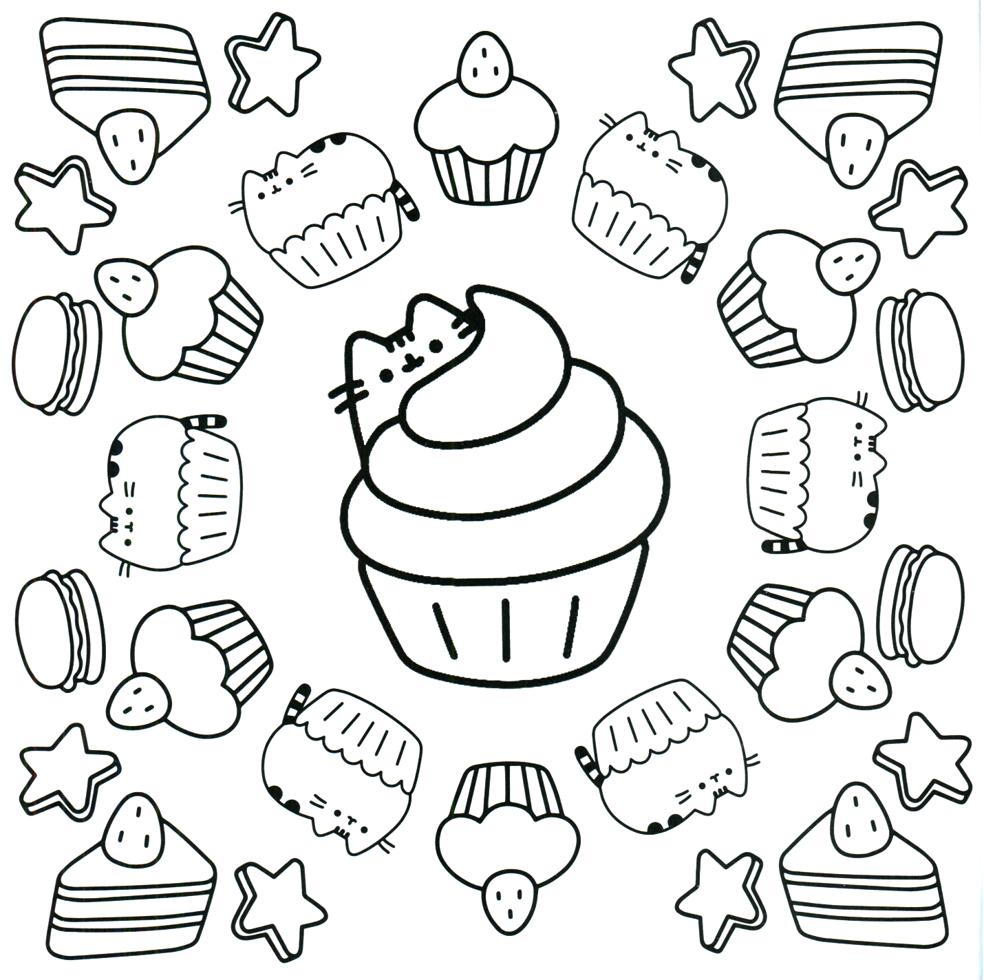 Cupcate Pusheen Coloring Pages