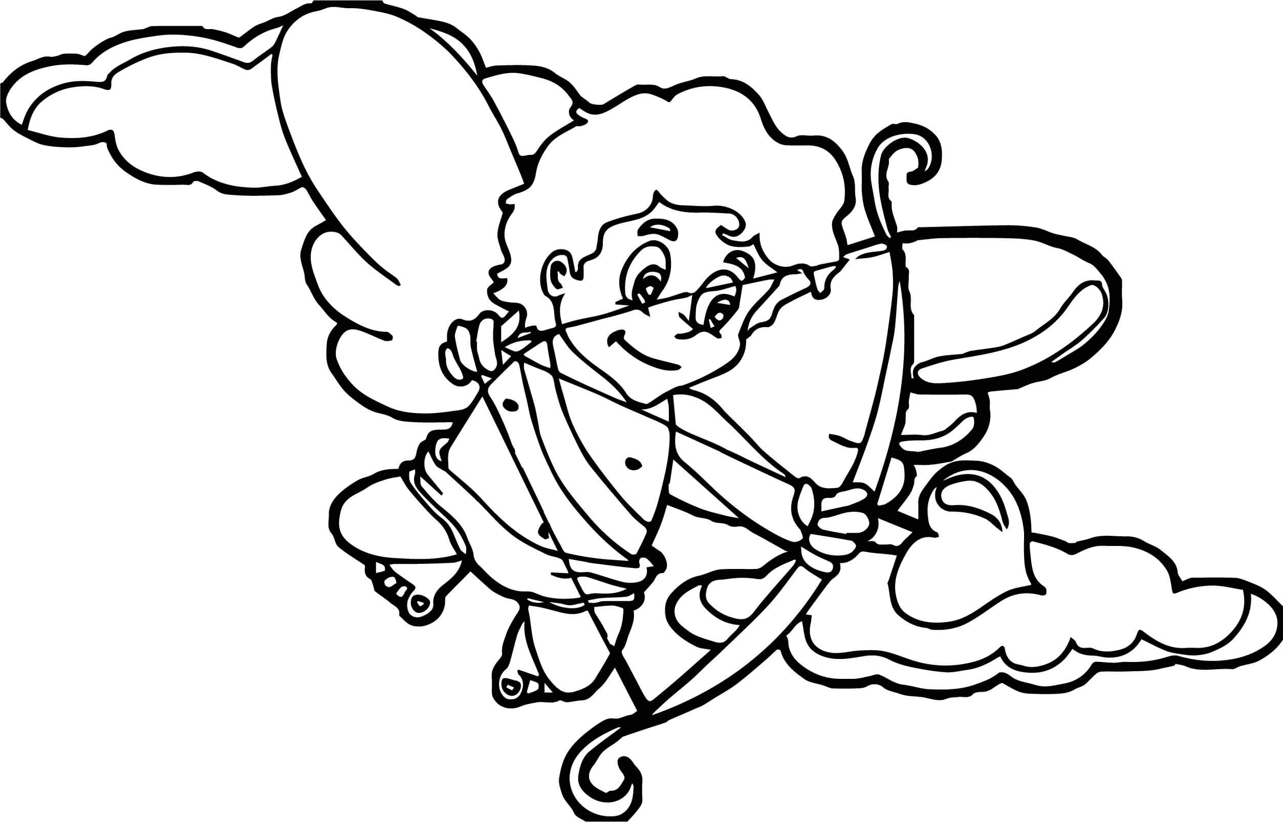 Cupid In The Clouds Coloring Page