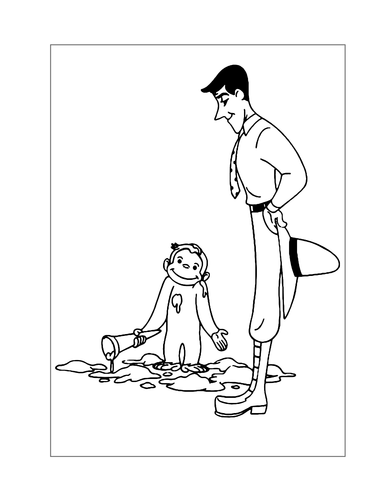 Curious George Made A Mess Coloring Page
