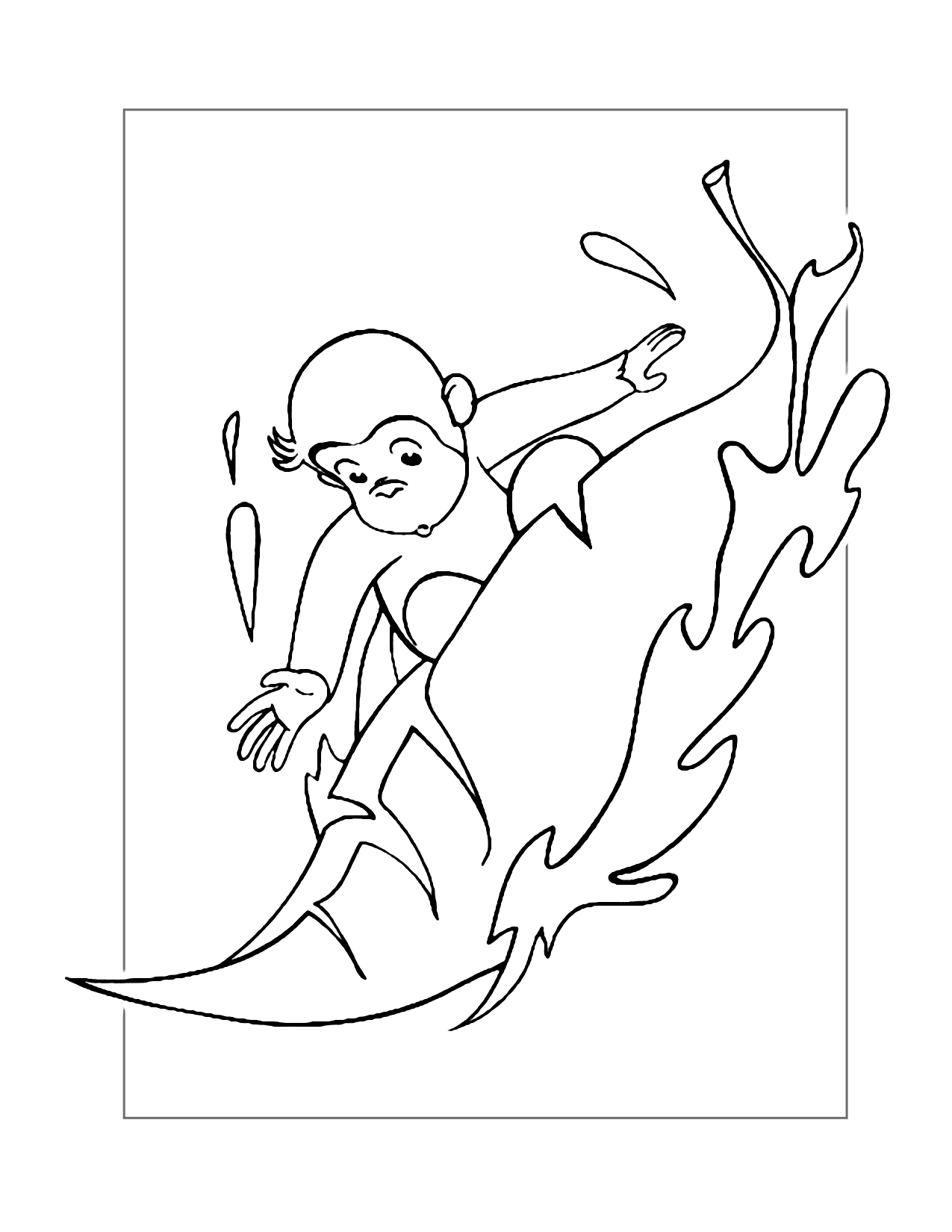 Curious George Surfing Coloring Page