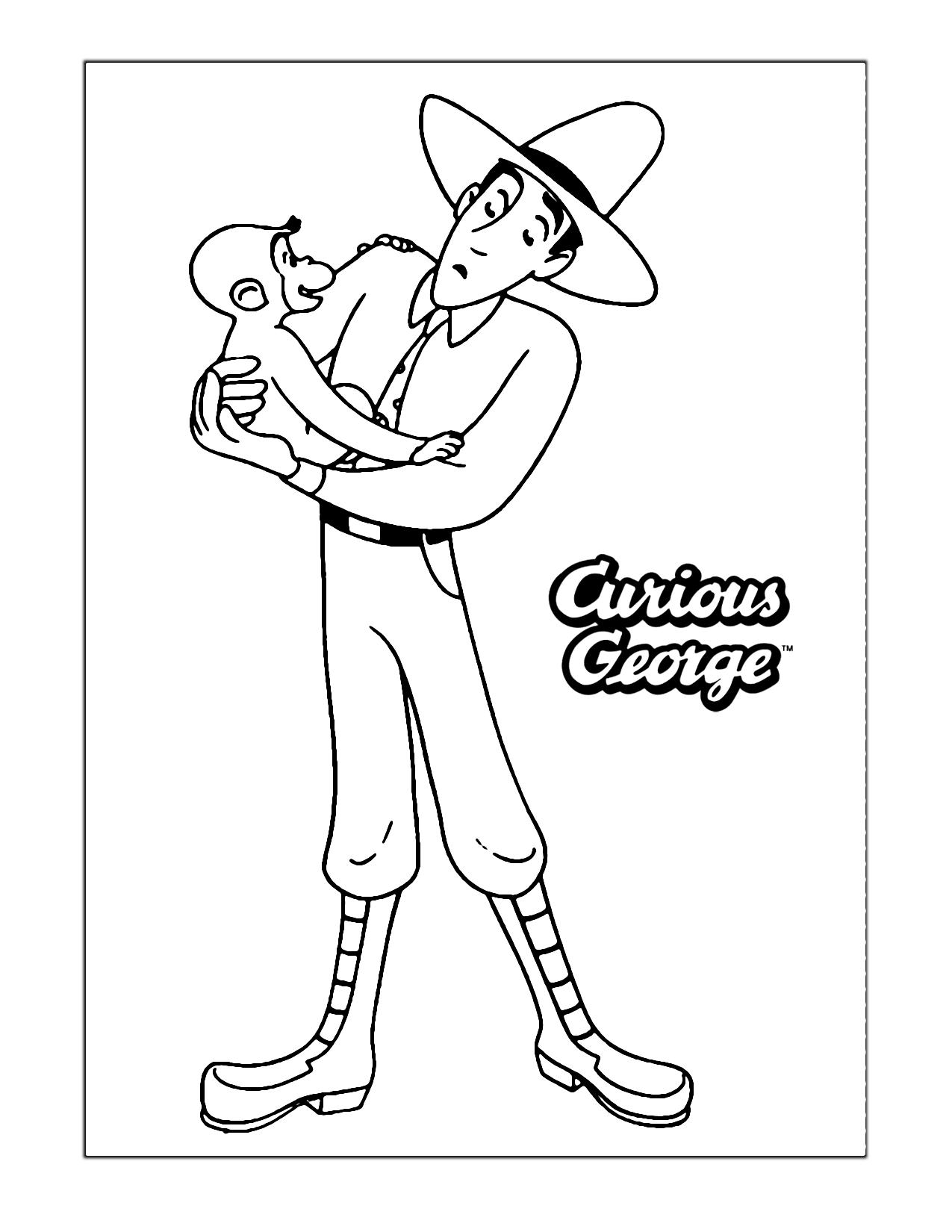 Curious George And The Man With The Yellow Hat Coloring Page