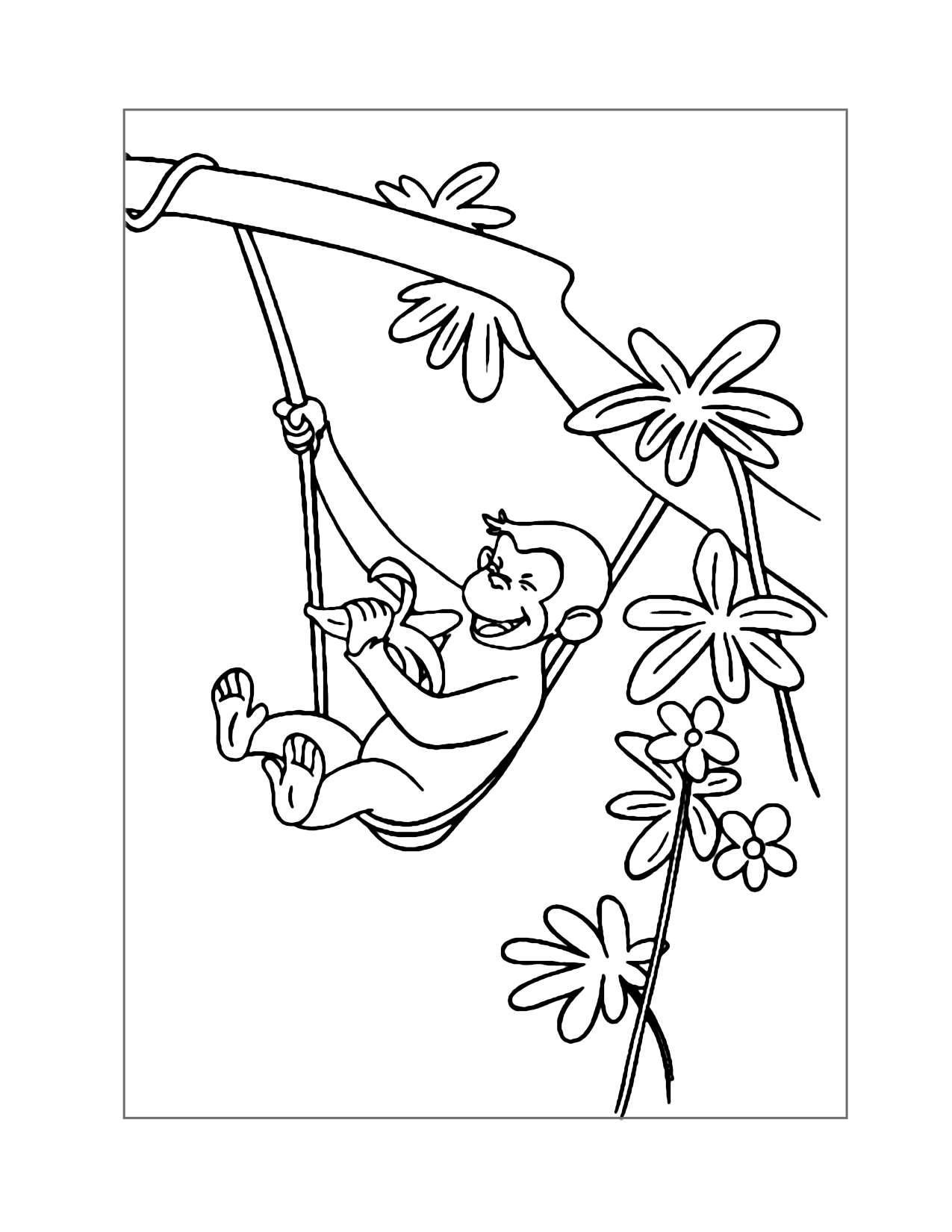 Curious George In A Tree Coloring Page