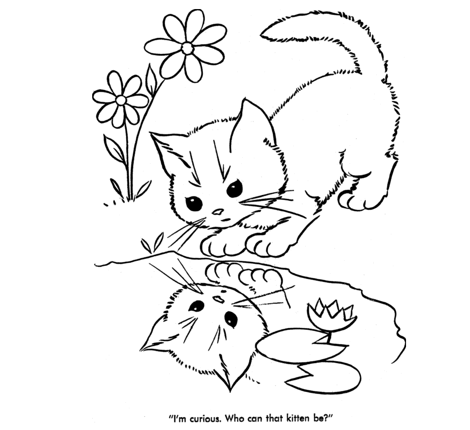 Curious Kitten Coloring Page