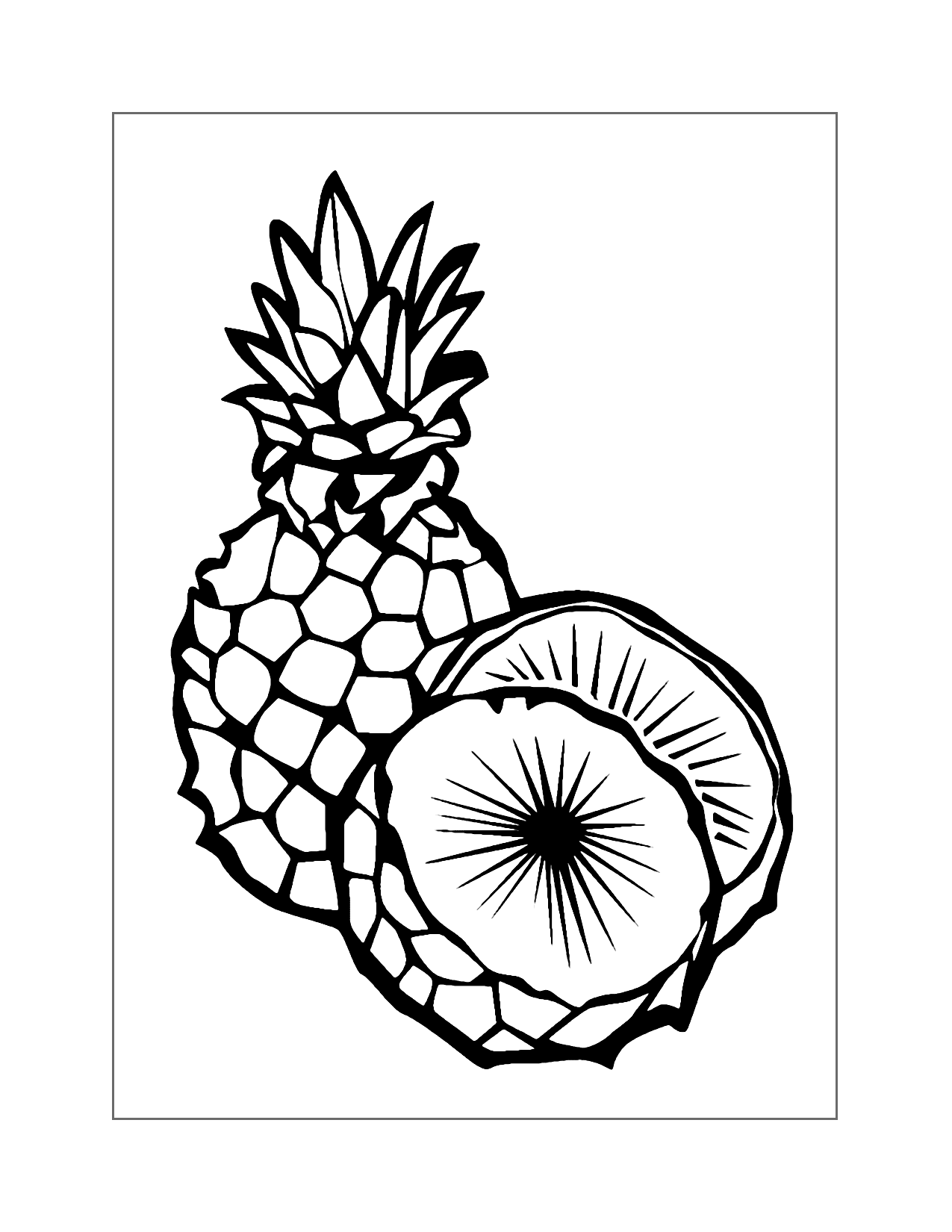 Cut Pineapple Coloring Page