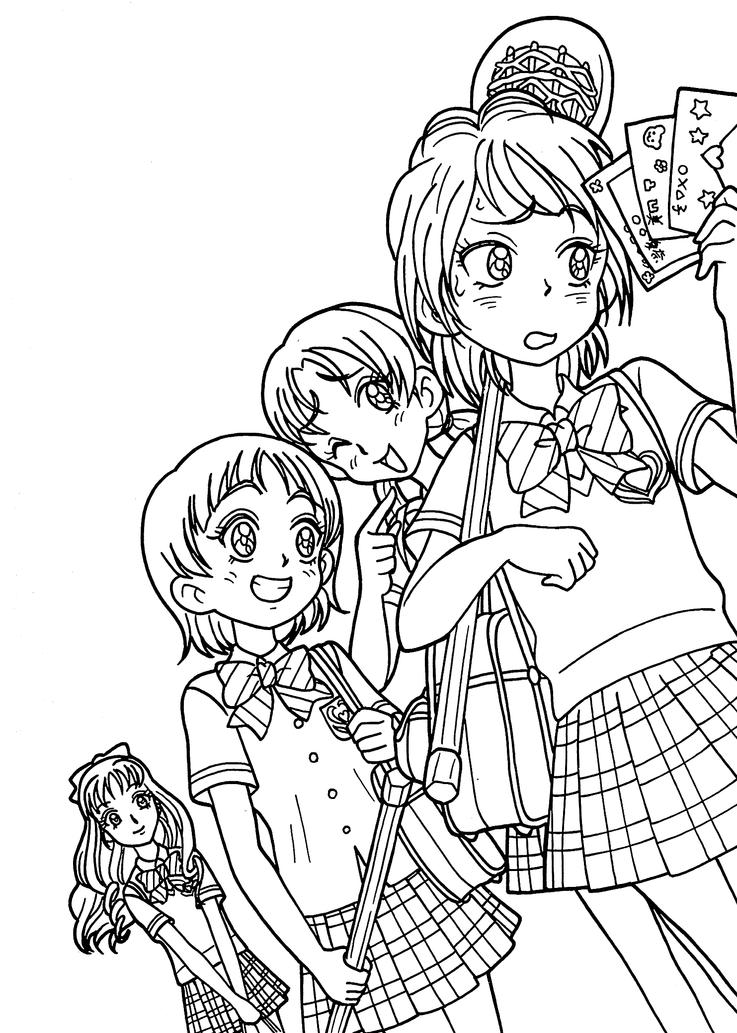 Cute Anime Girls Coloring Page