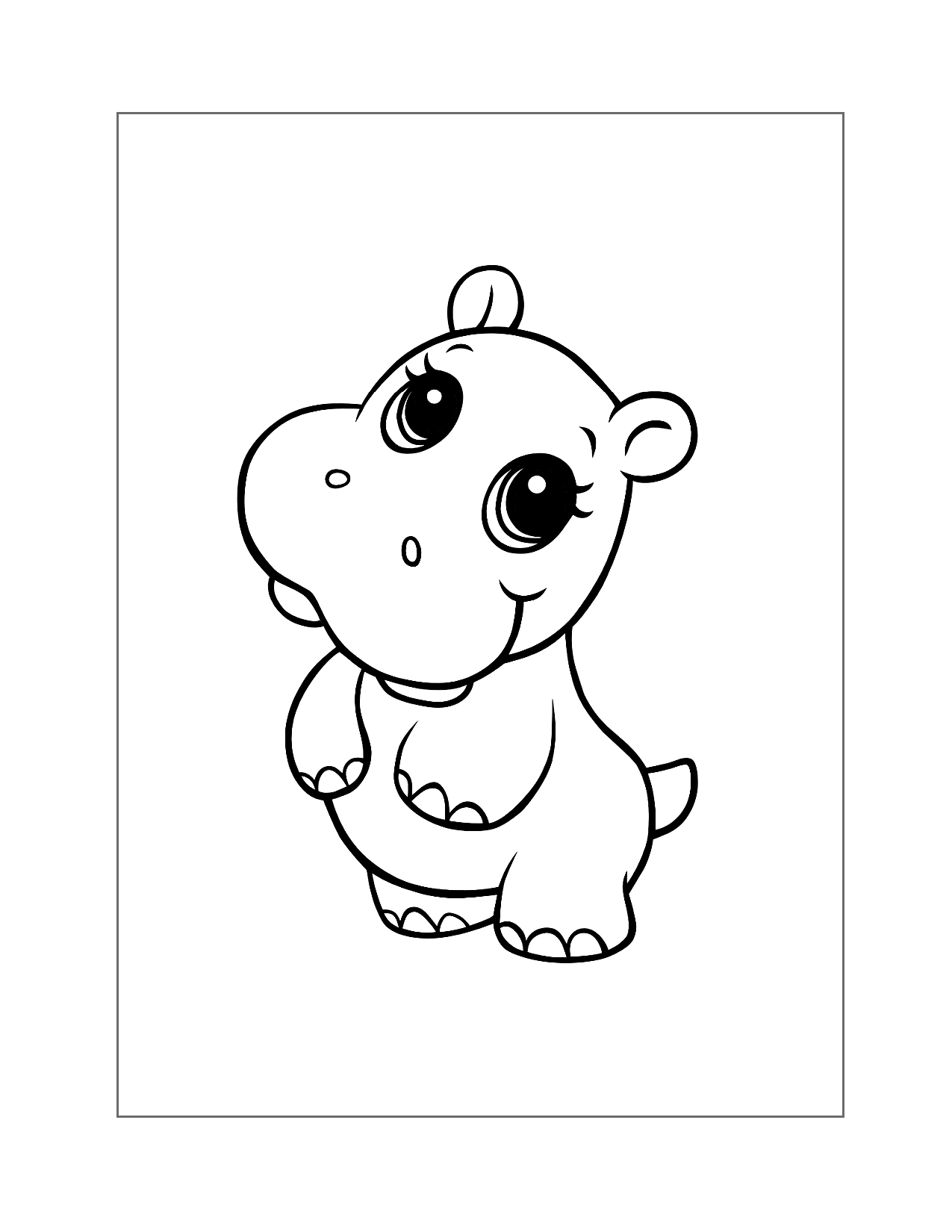 Cute Baby Hippo Coloring Page