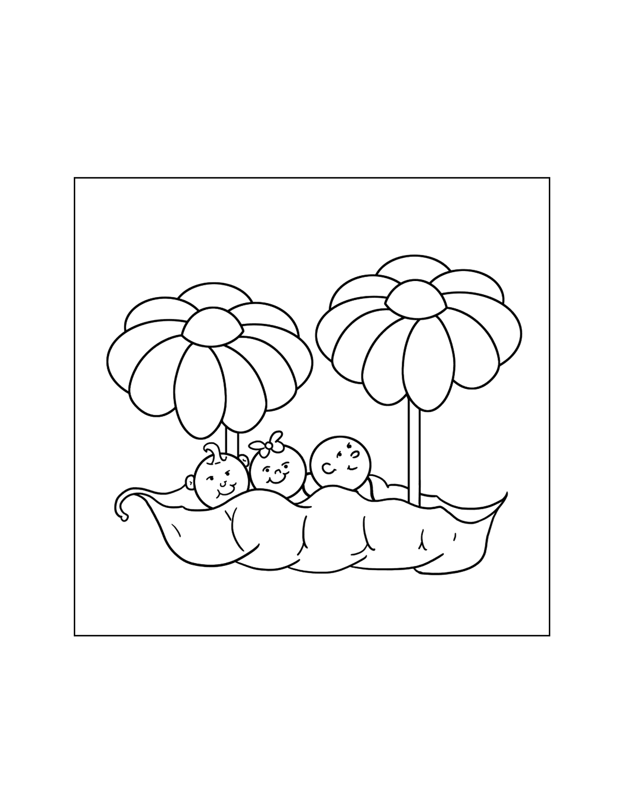 Cute Baby Peas Coloring Page