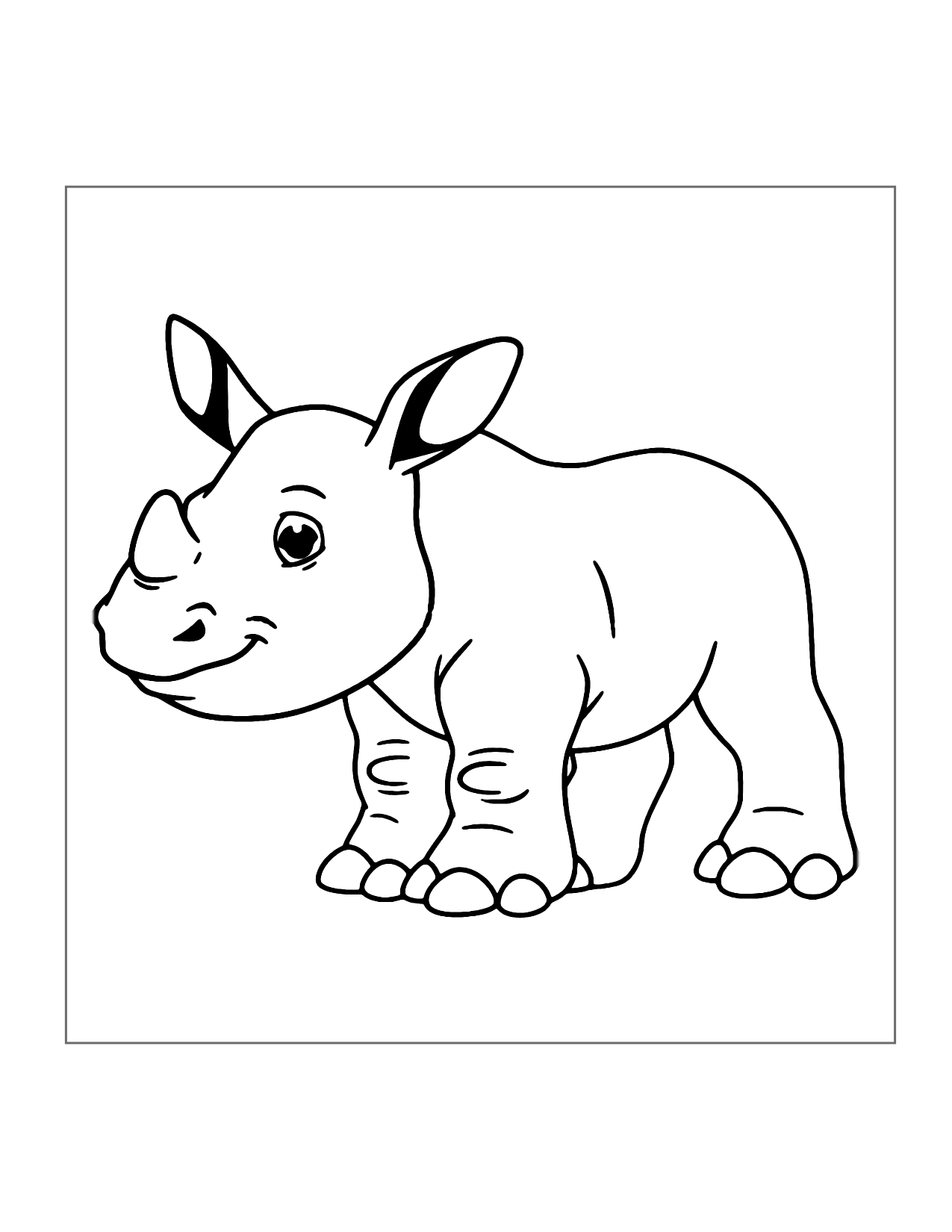 Cute Baby Rhino Coloring Page