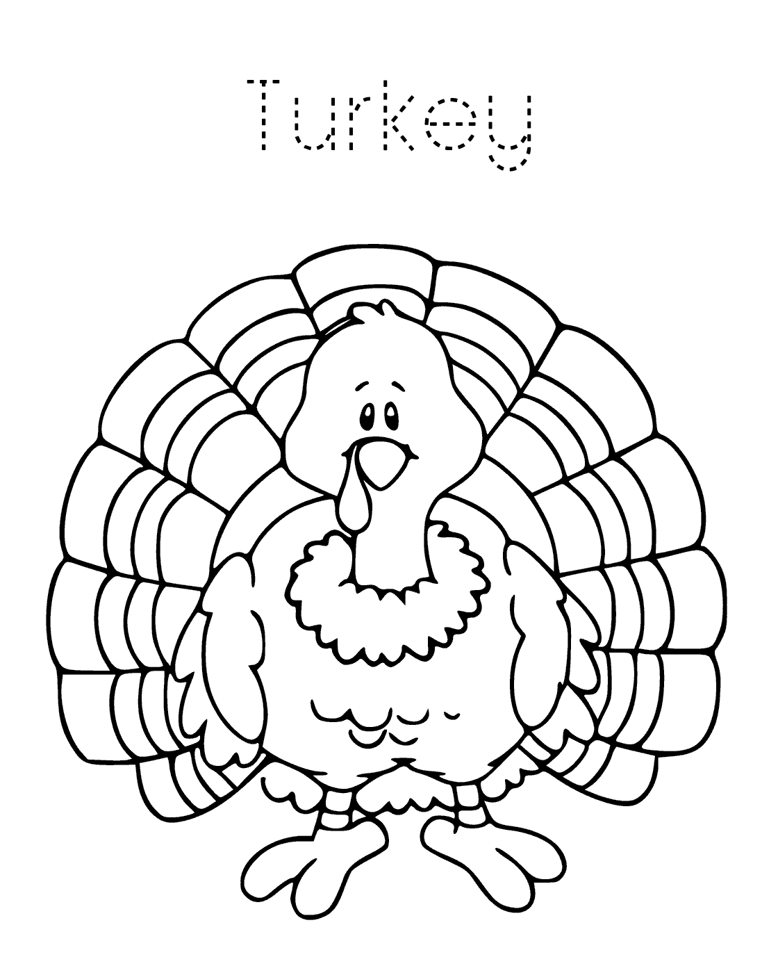 Cute Baby Turkey Traceable Coloring Page