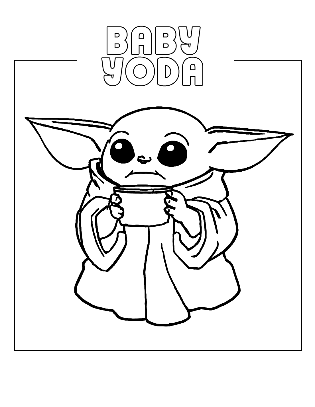 Baby Yoda Printable Coloring Page