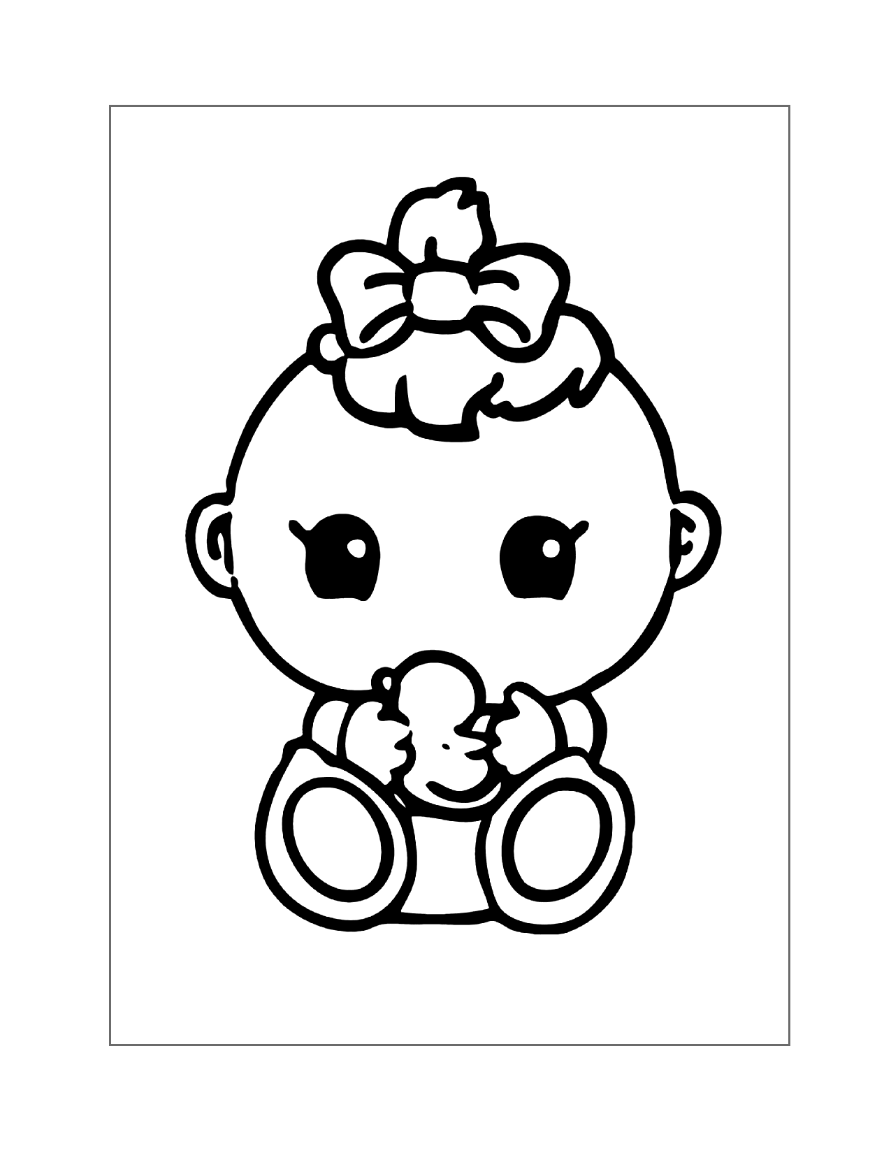 Cute Baby With Rubber Duckie Coloring Page