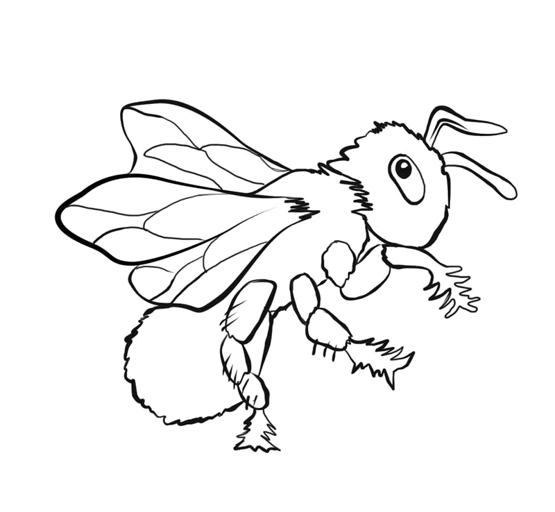 Cute Bee Coloring Page