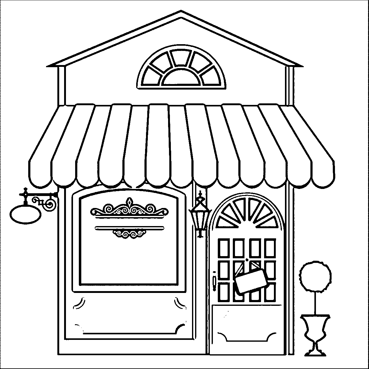 Cute Bistro Restaurant Coloring Pages