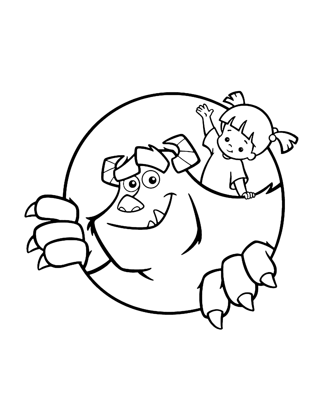 Cute Boo And Sulley Monsters Inc Coloring Page