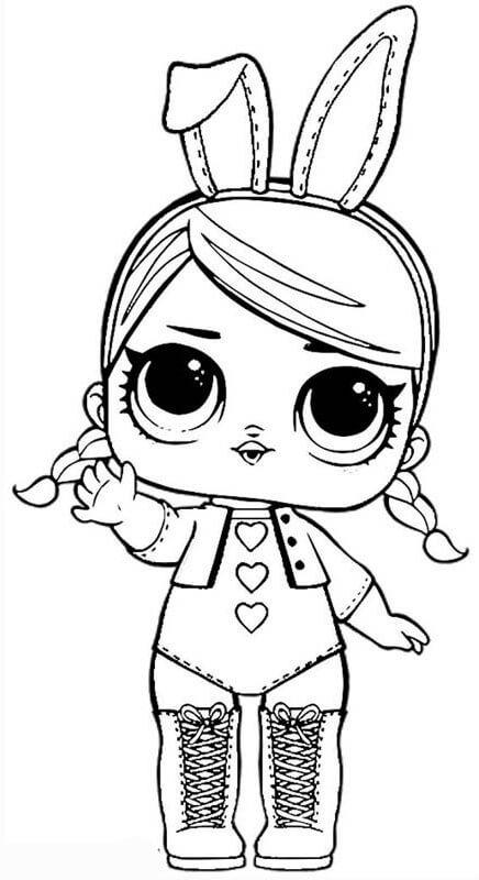 Cute Bunny LOL Doll Coloring Pages