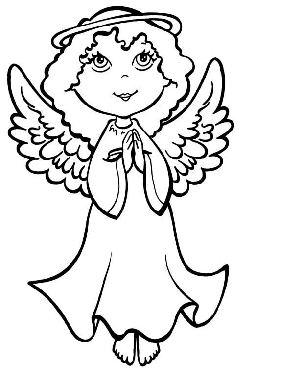 Cute Cartoon Angel Coloring Page