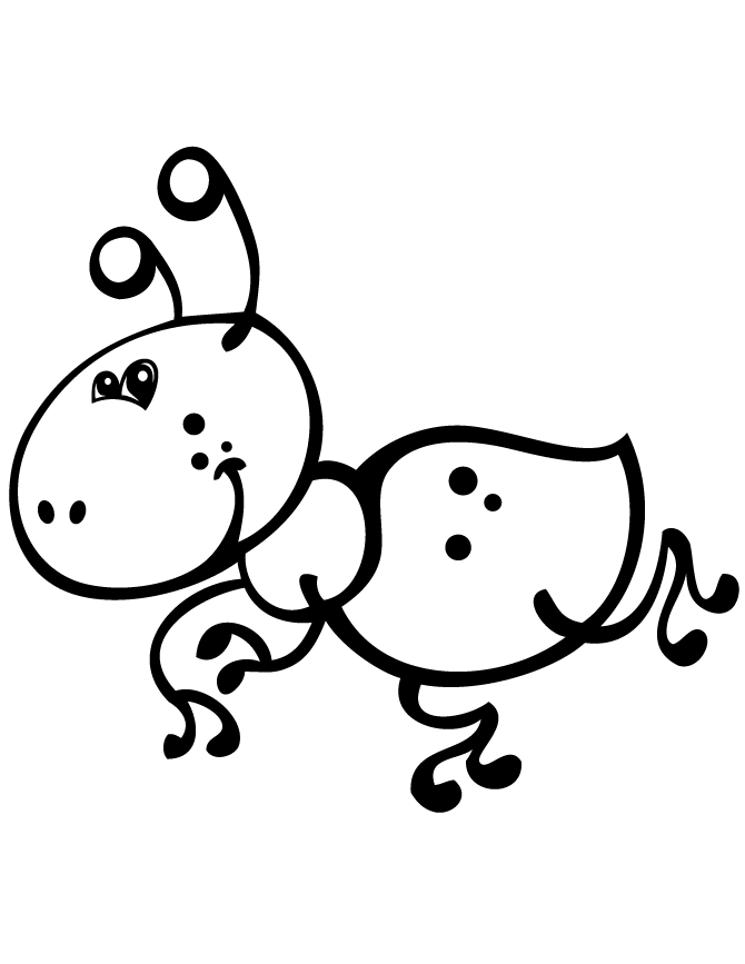 Cute Cartoon Ant Coloring Page