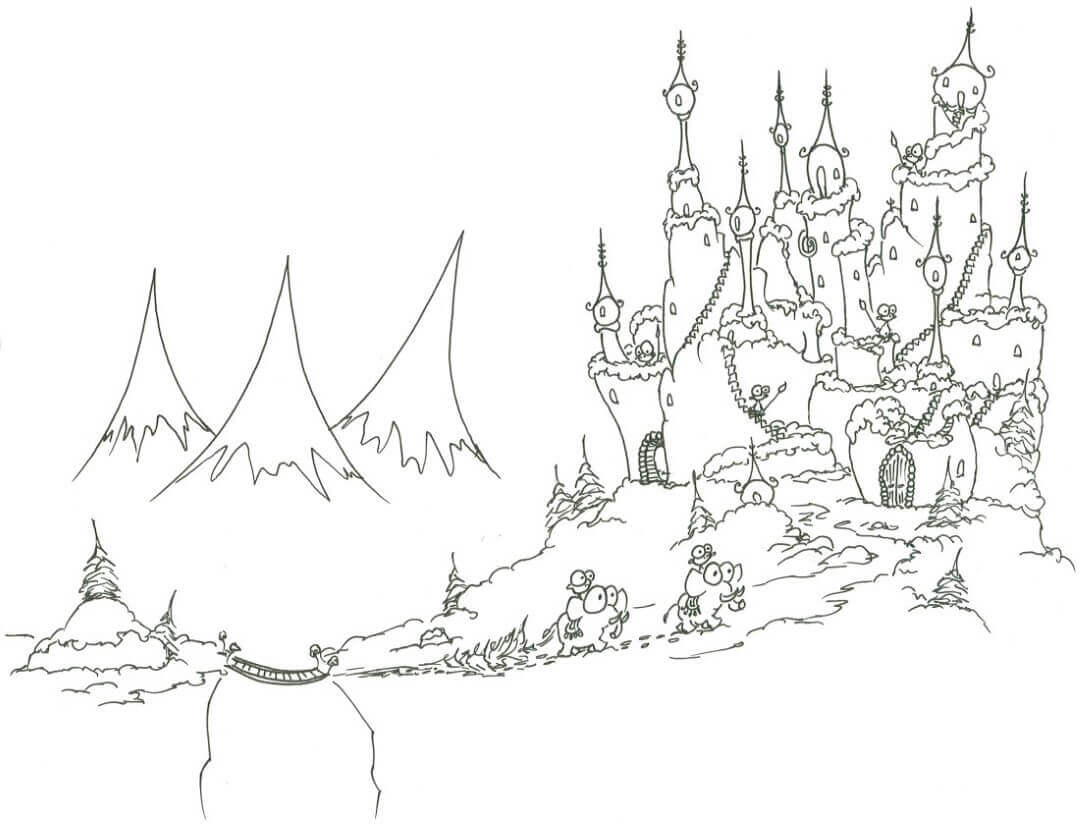 Cute Cartoon Castle Coloring Page