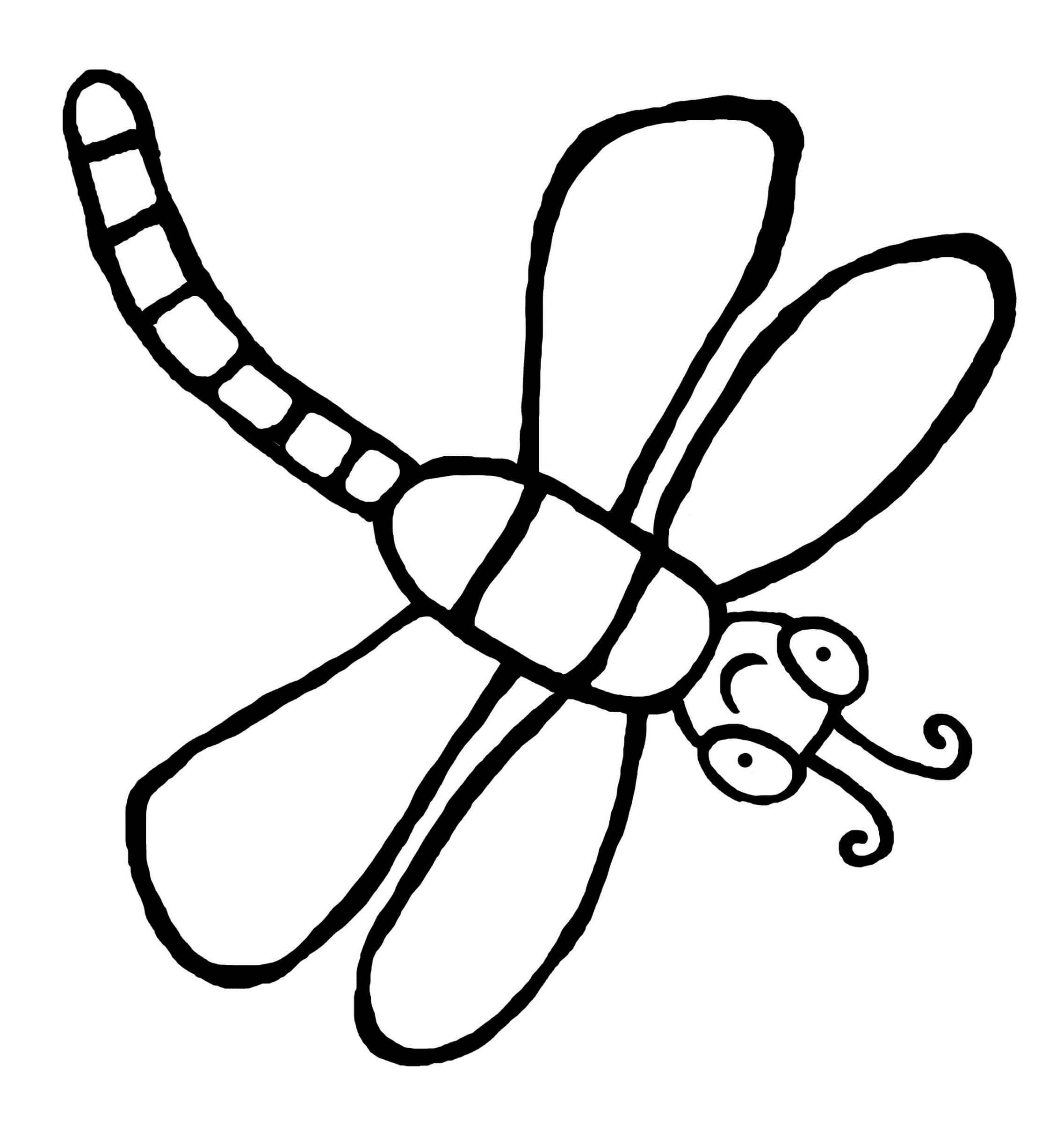 Cute Cartoon Dragonfly Coloring Page