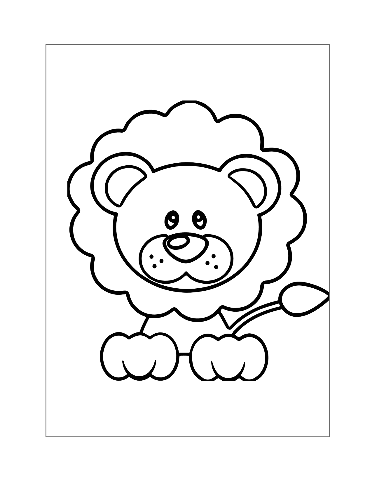 Cute Cartoon Lion Coloring Page
