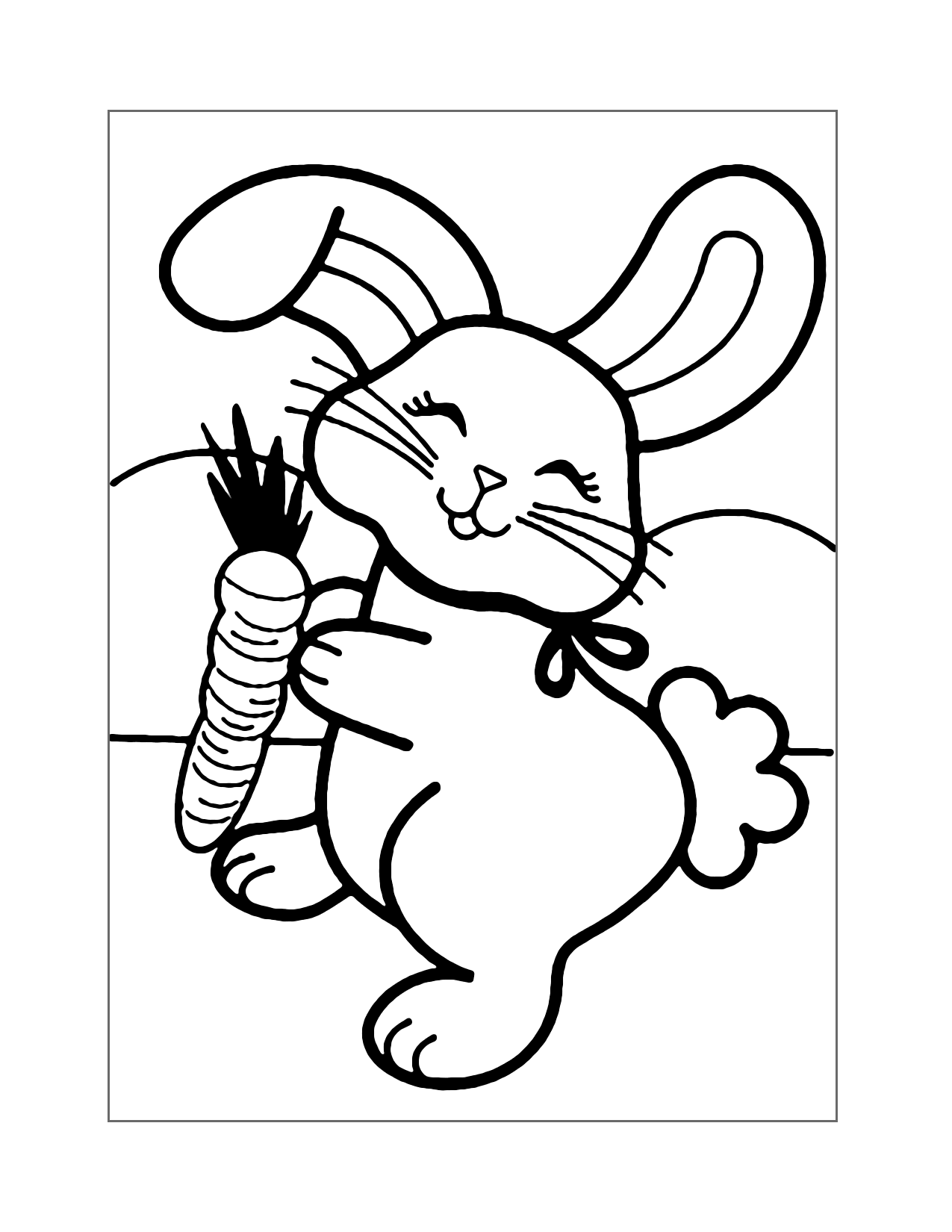 Cute Cartoon Rabbit With Carrot Coloring Page