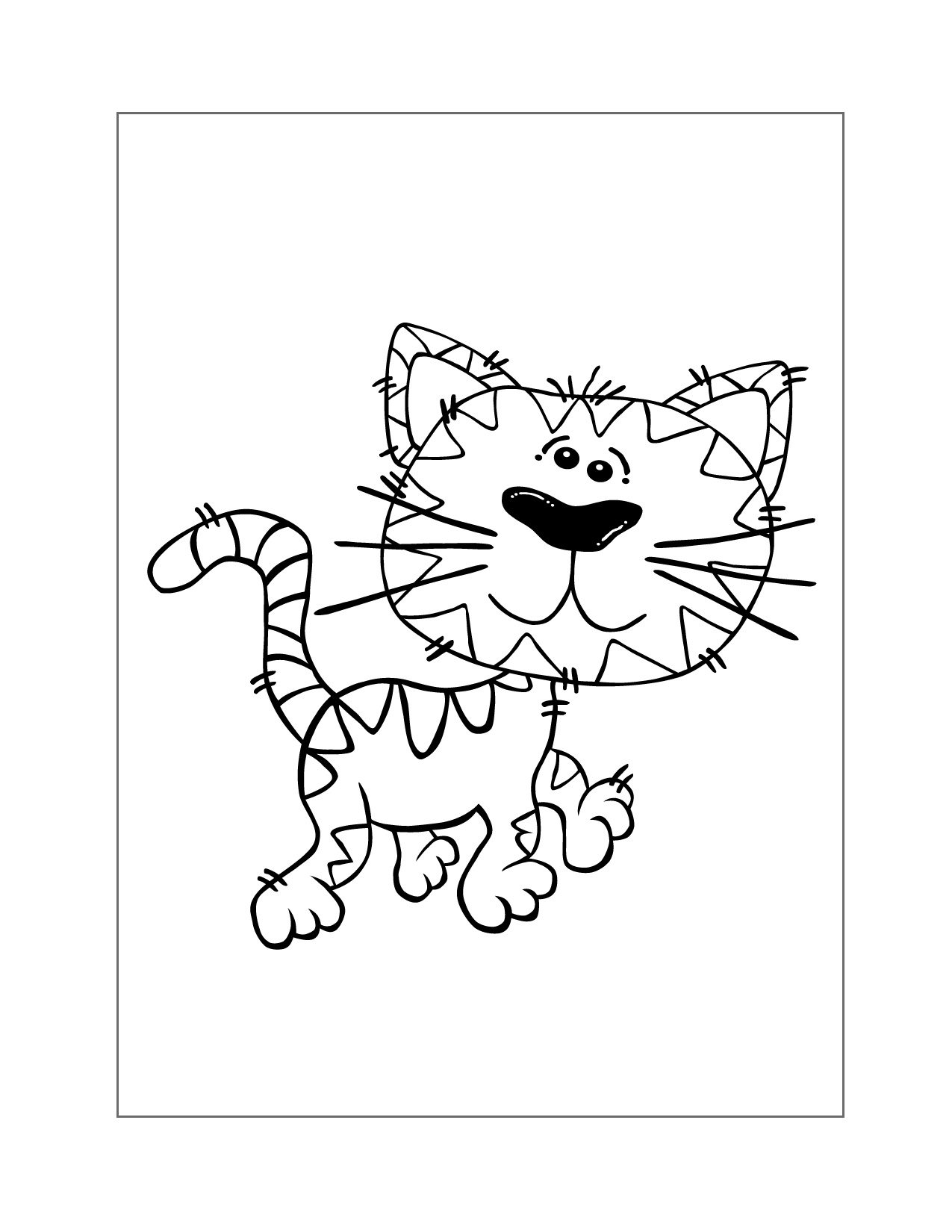 Cute Cartoon Tiger Coloring Page
