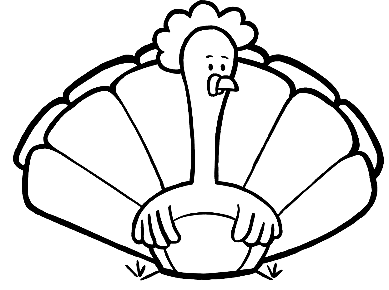 Cute Cartoon Turkey Coloring Page