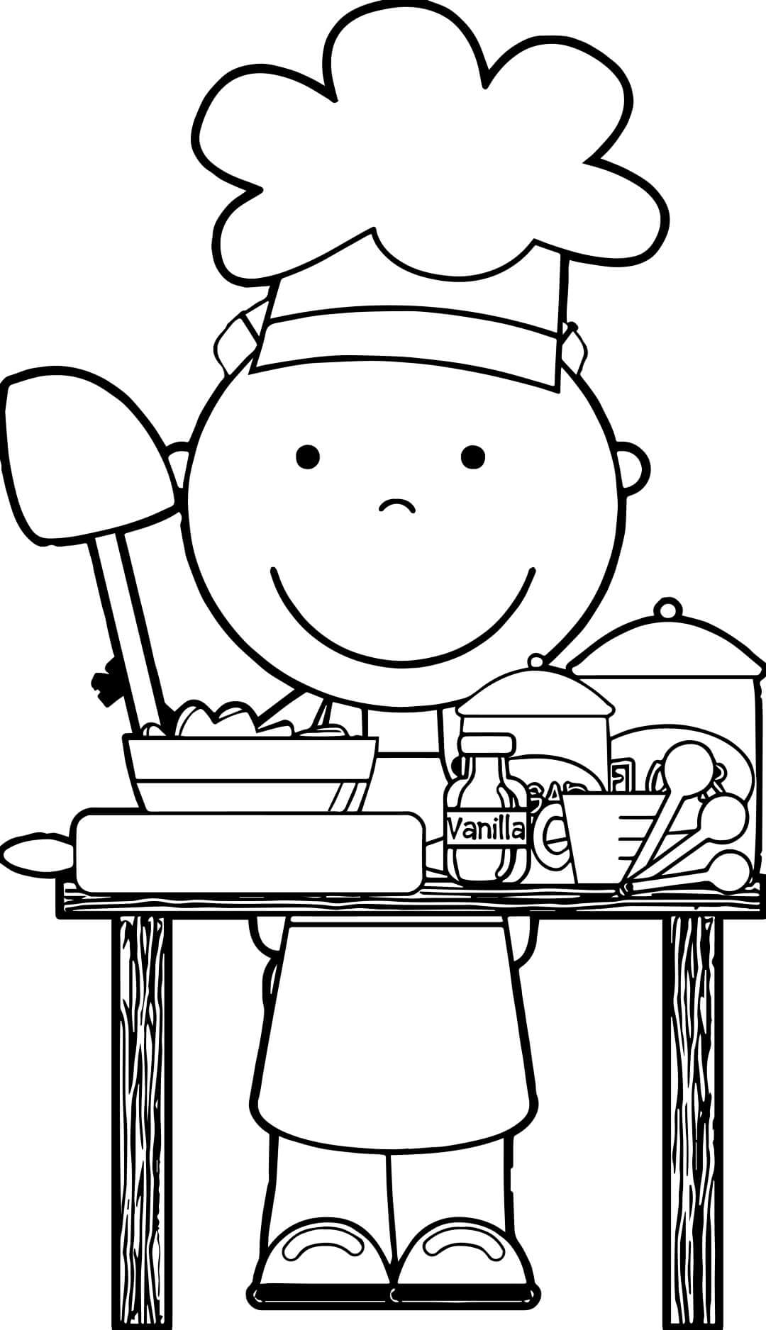 Cute Chef Restaurant Coloring Pages