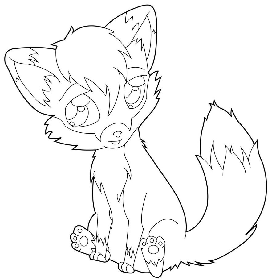 Cute Chibi Fox Coloring Page