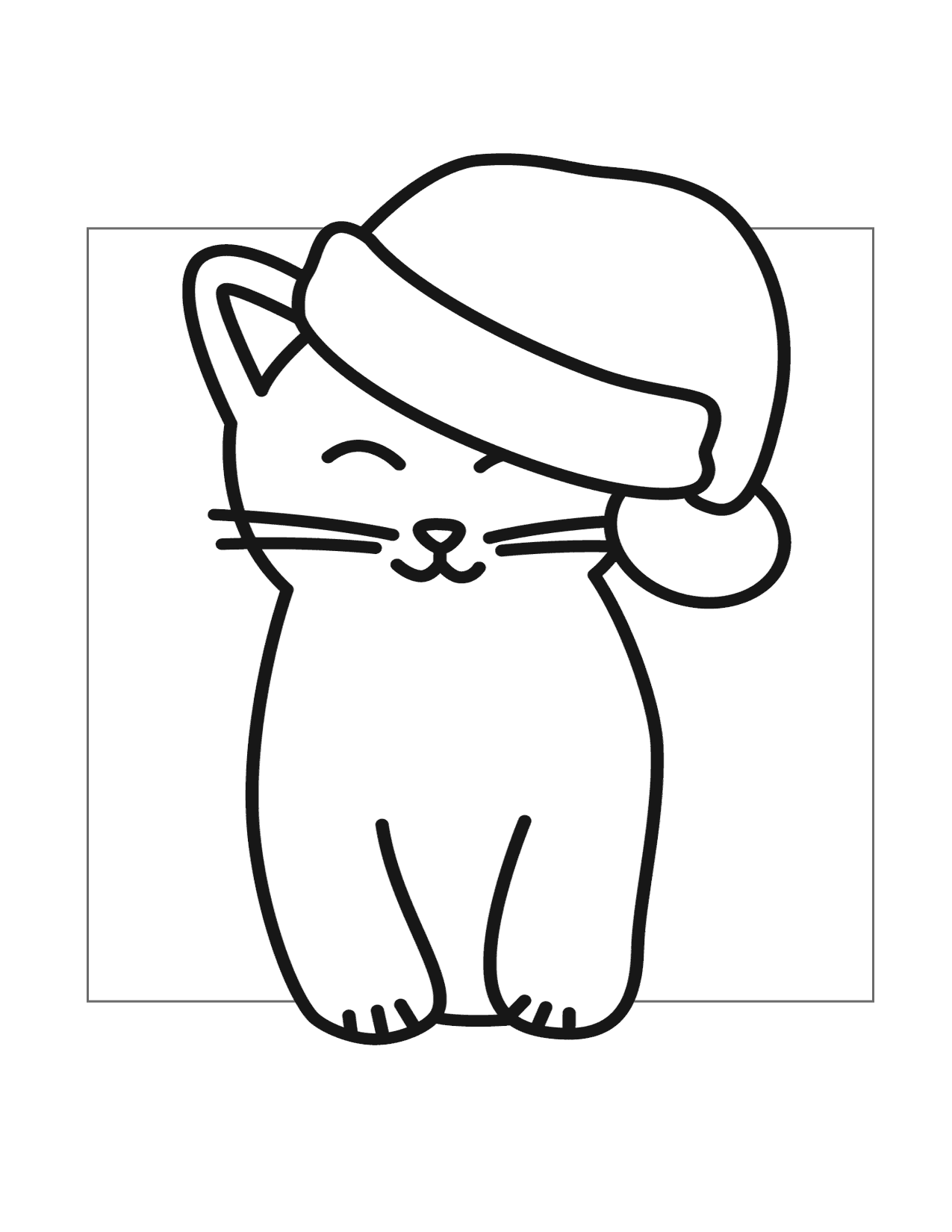 Cute Christmas Cat Coloring Page