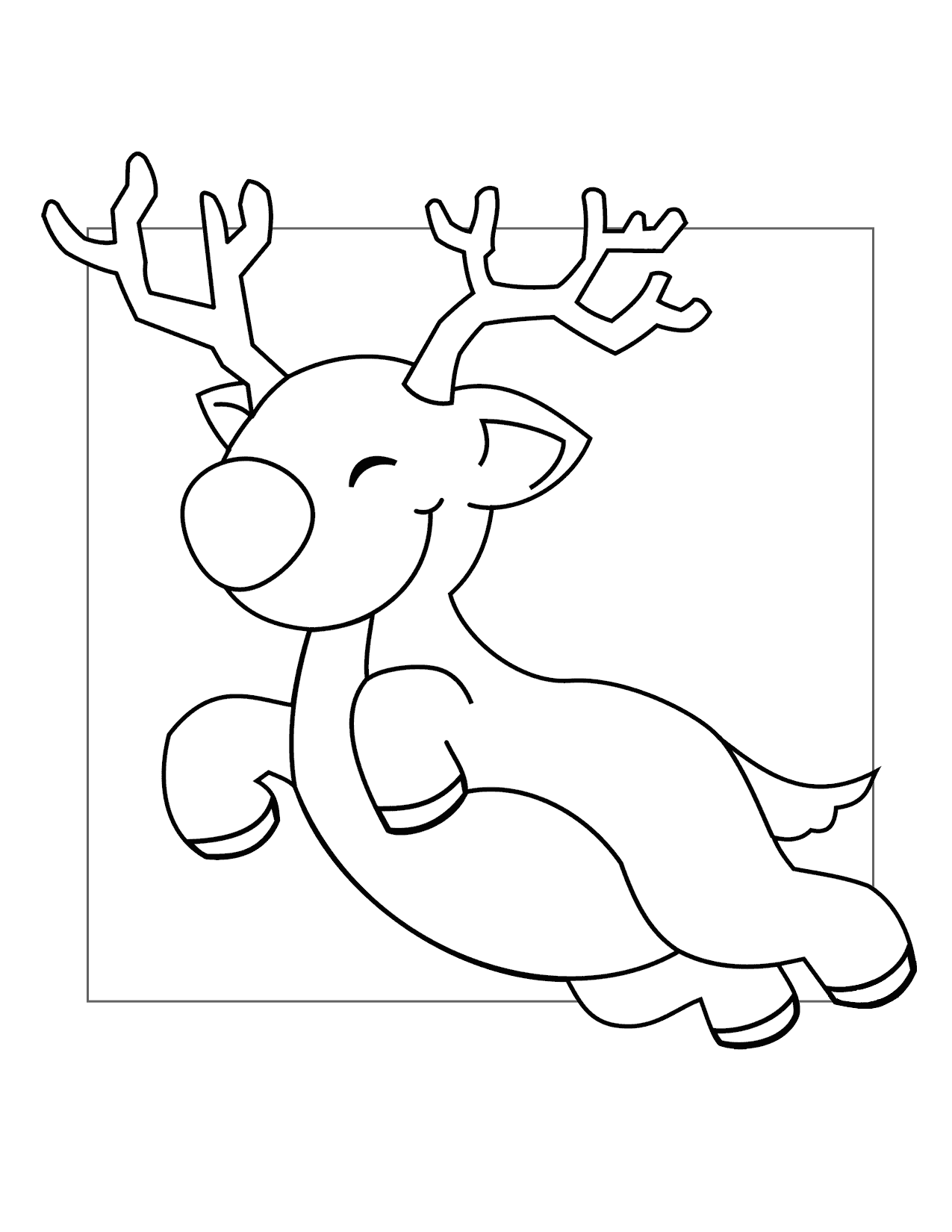 Cute Christmas Reindeer Coloring Page