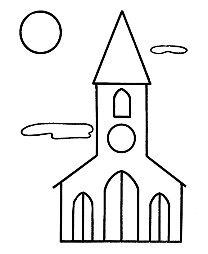 Cute Church Coloring Page for Kids