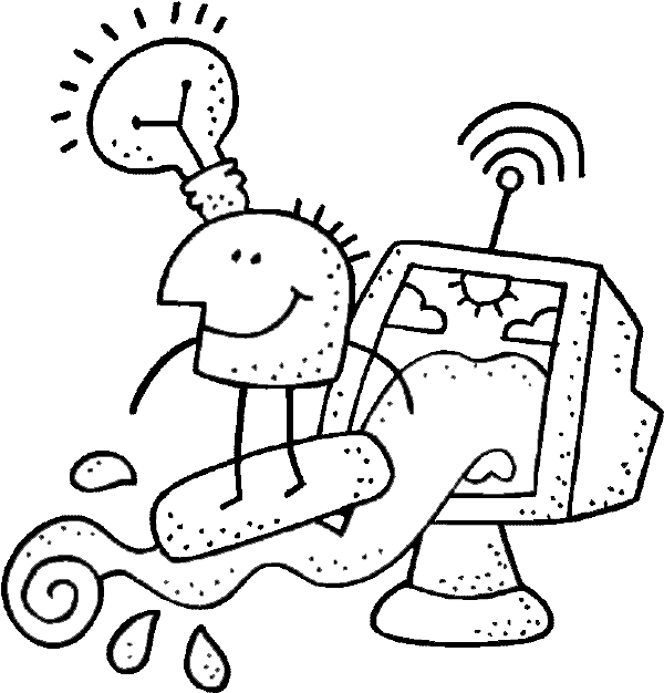 Cute Computer Coloring Surfin the Net