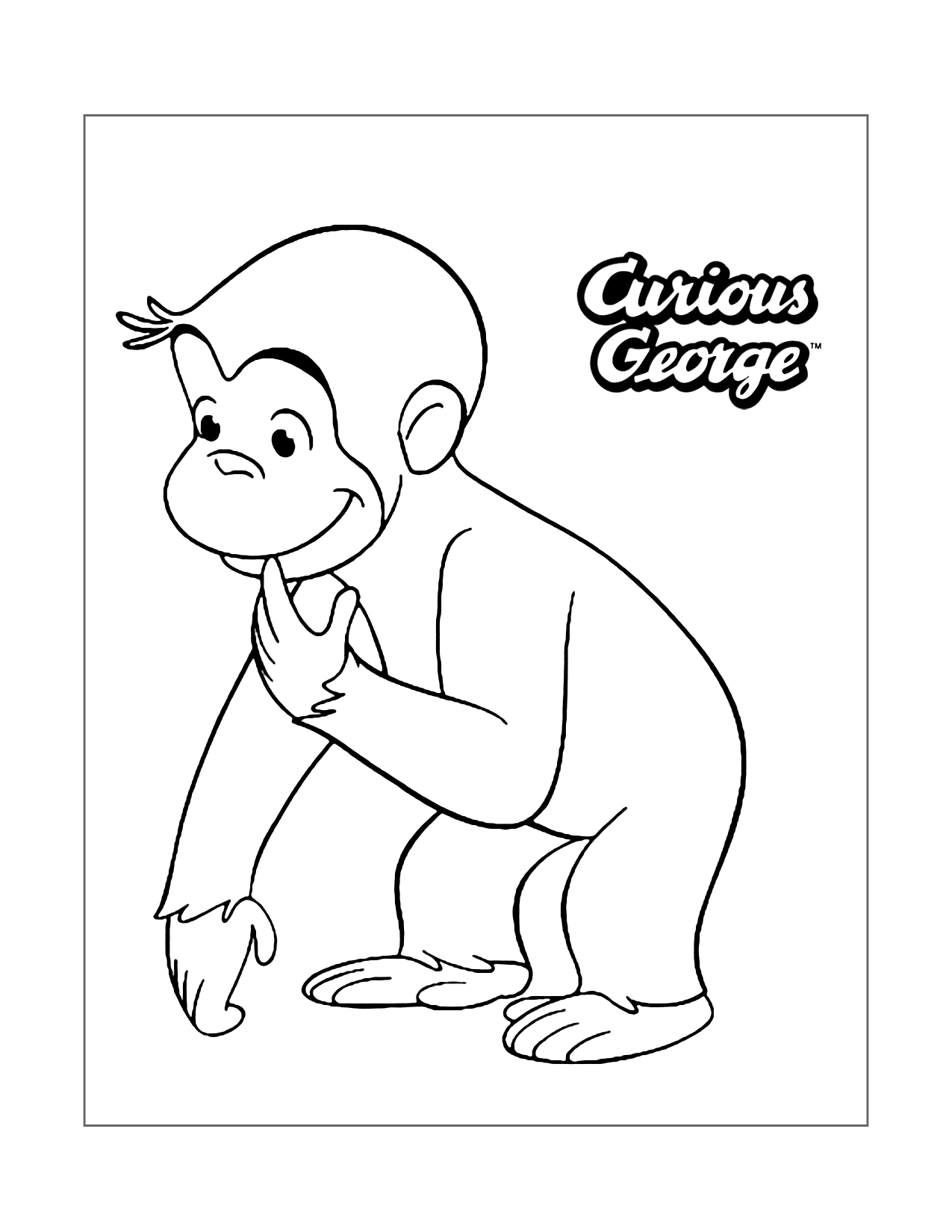 Cute Curious George Coloring Page
