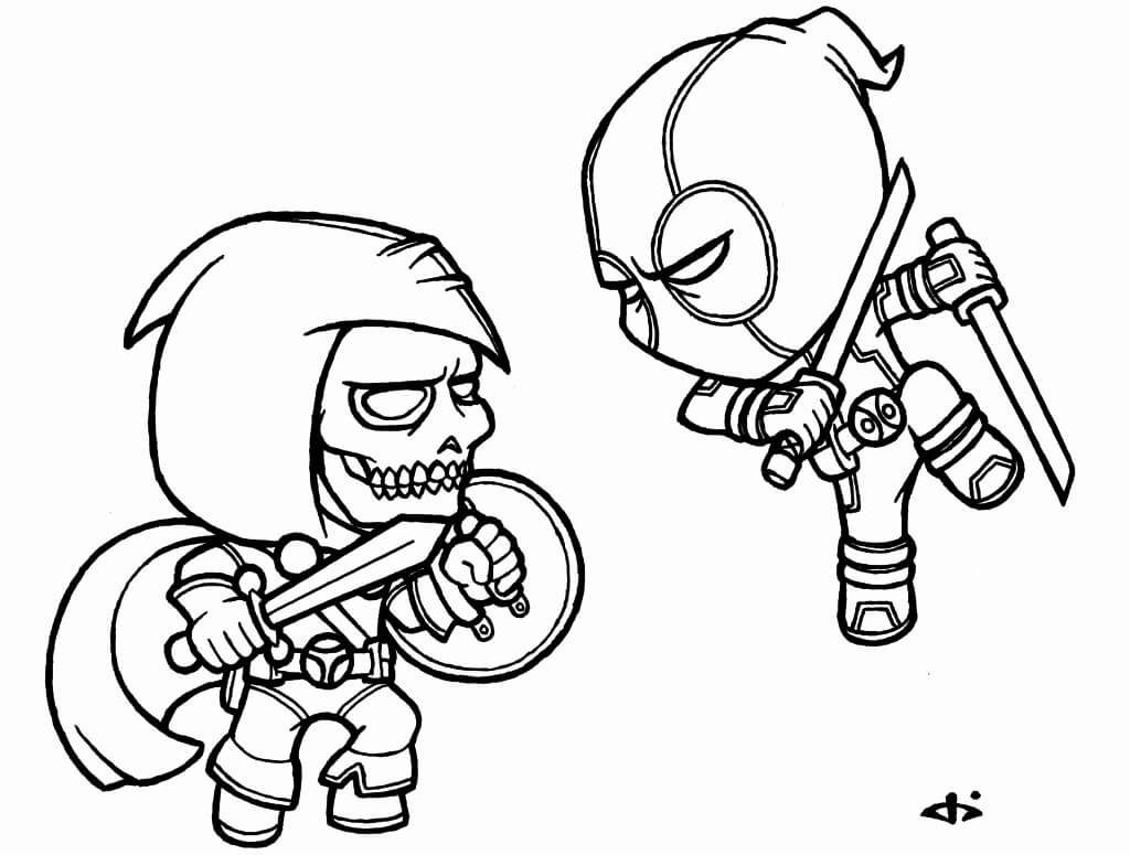 Cute Deadpool Chibi Coloring Page