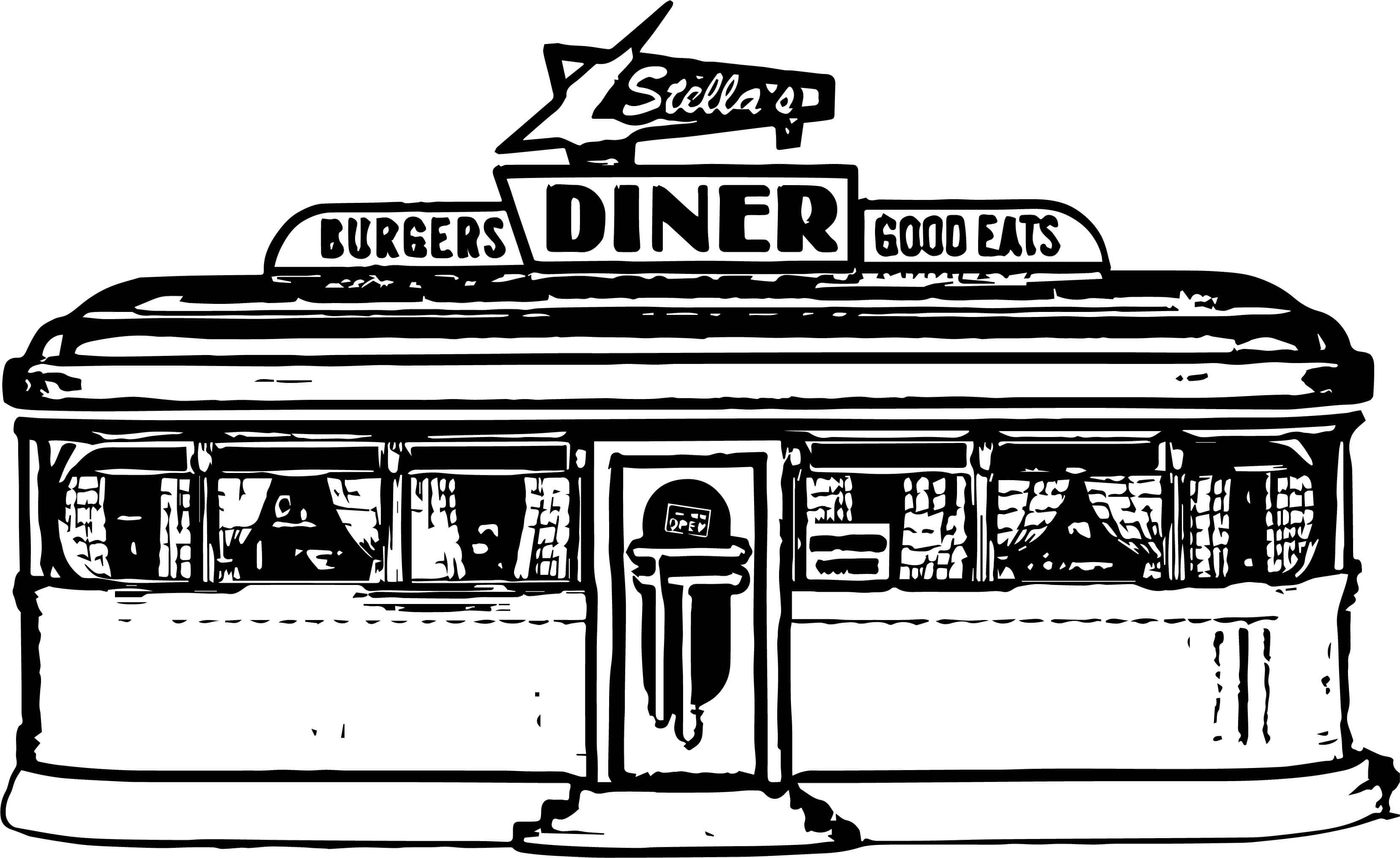 Cute Diner Restaurant Coloring Pages