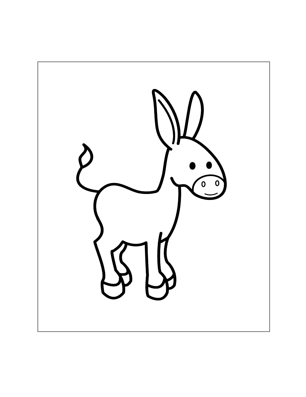 Cute Donkey Cartoon Coloring Page
