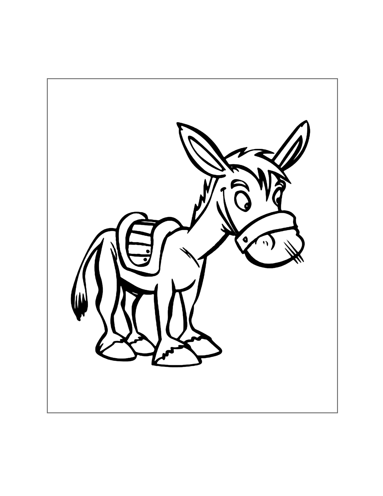 Cute Donkey Coloring Page