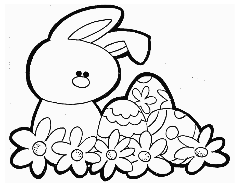 Cute Easter Bunny Coloring Page 1