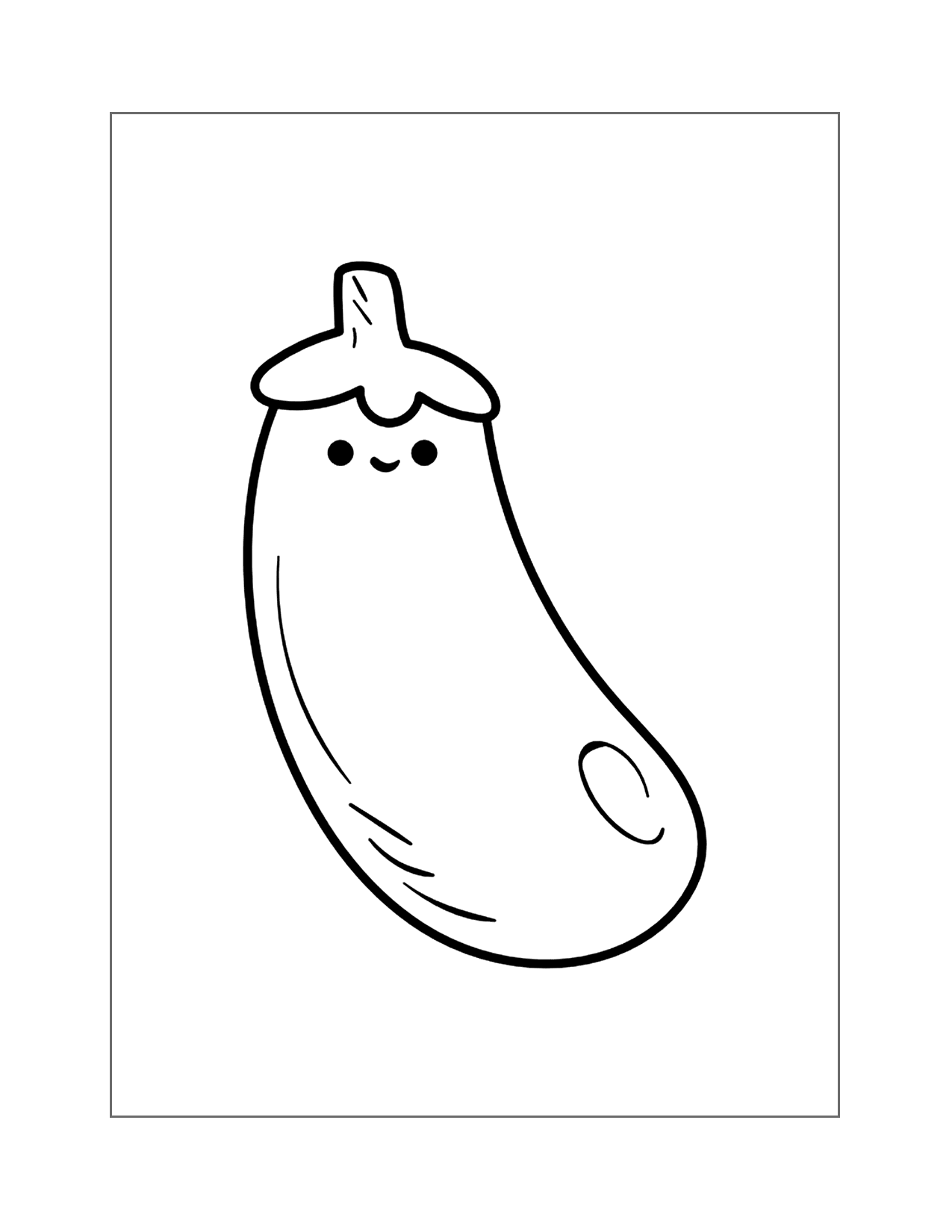 Cute Eggplant Coloring Page